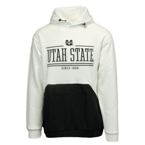 Utah State U-State Mixed Media Hoodie Fleece-Lined White Black
